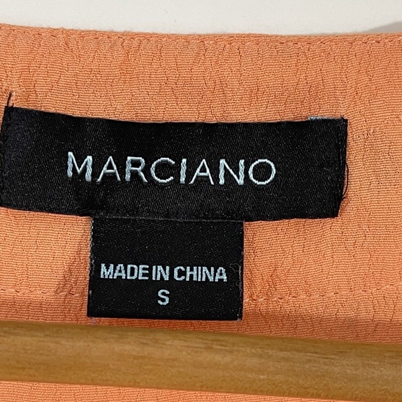 Marciano Women’s Size Small Orange Gold Grommet Detail Deep V Neck Tank Top - Picture 3 of 5